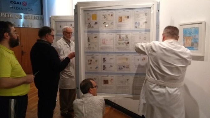 Directivos de la Sociedad en pleno montaje