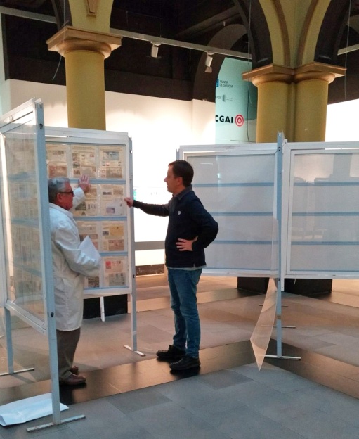 Directivos de la Sociedad en pleno montaje