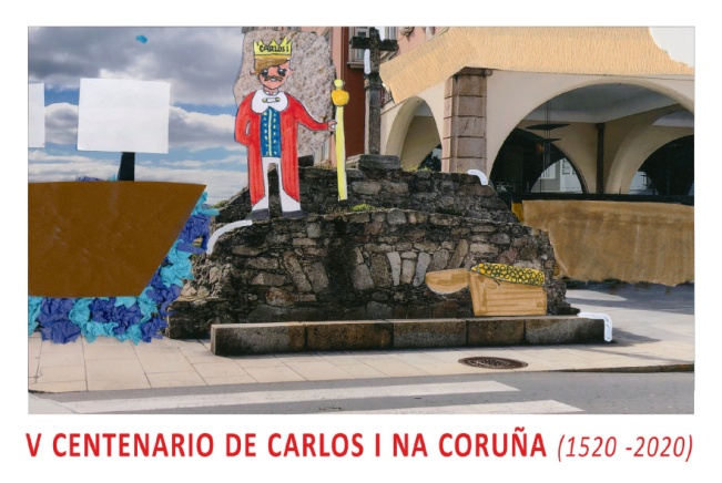 Tarjeta Prefranqueada - Anverso - Conmemorativa de la Exposición V Centenario de Carlos I na Coruña
